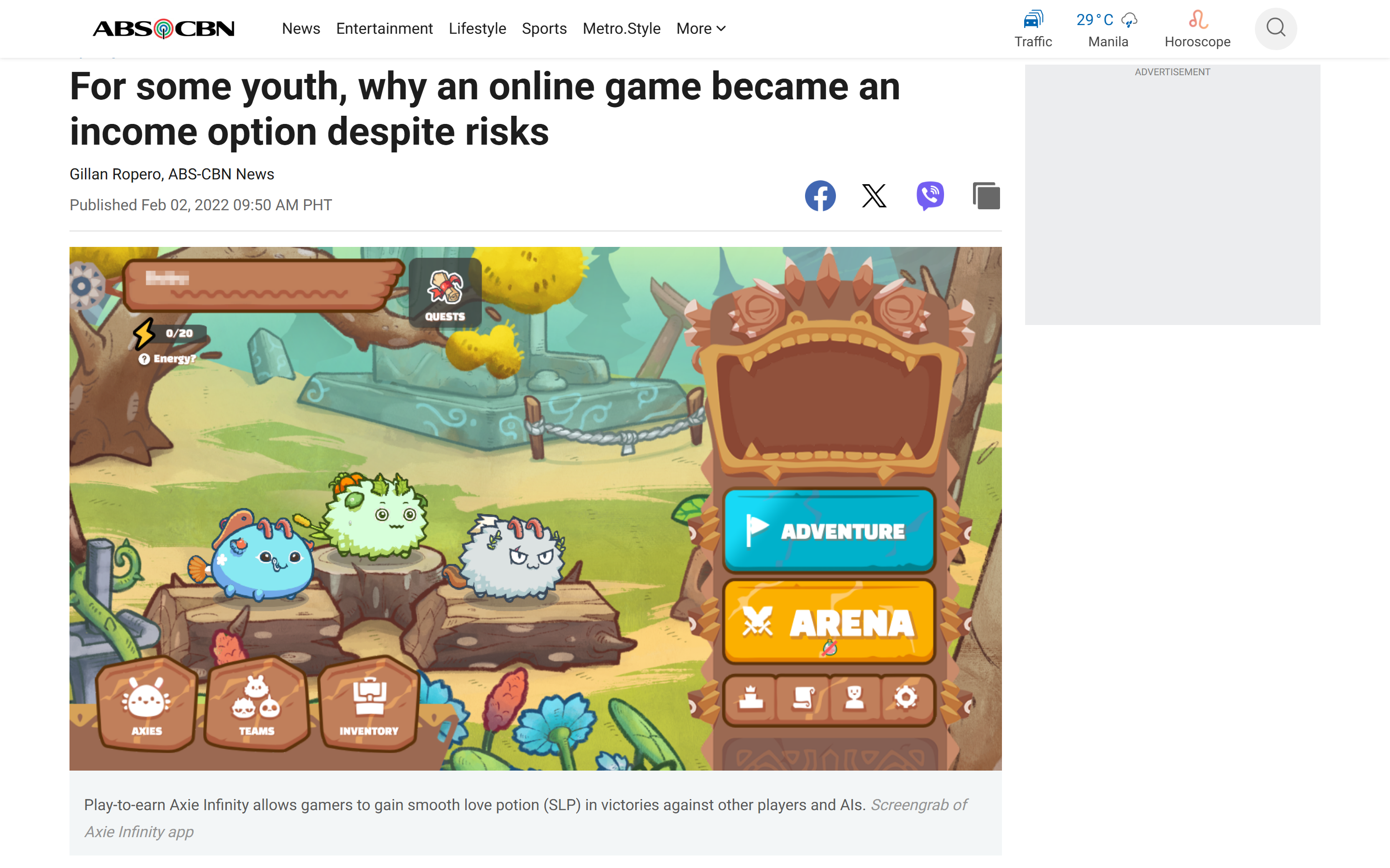 Screenshot of The Varsitarian's 2016 Elections special issue