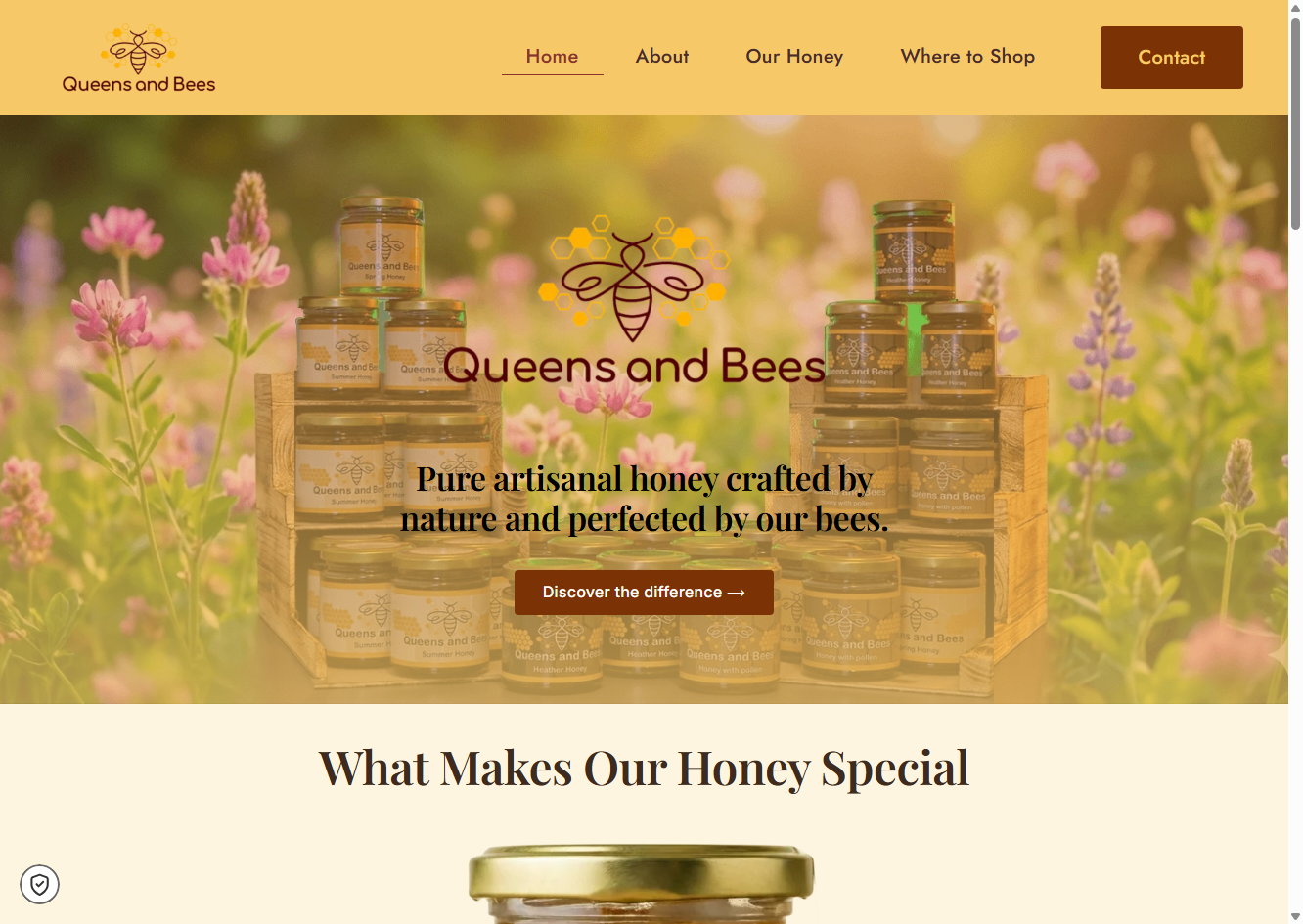 Screenshot of Queens and Bees website by Gillan Ropero